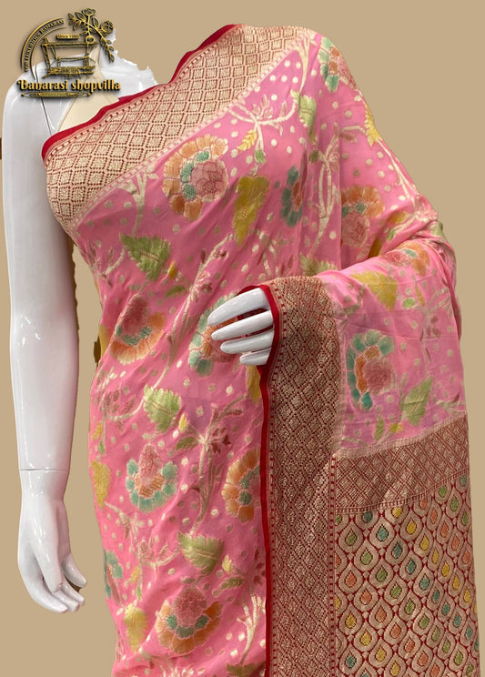 Elegant-Khaddi Georgette Handloom Banarasi Saree