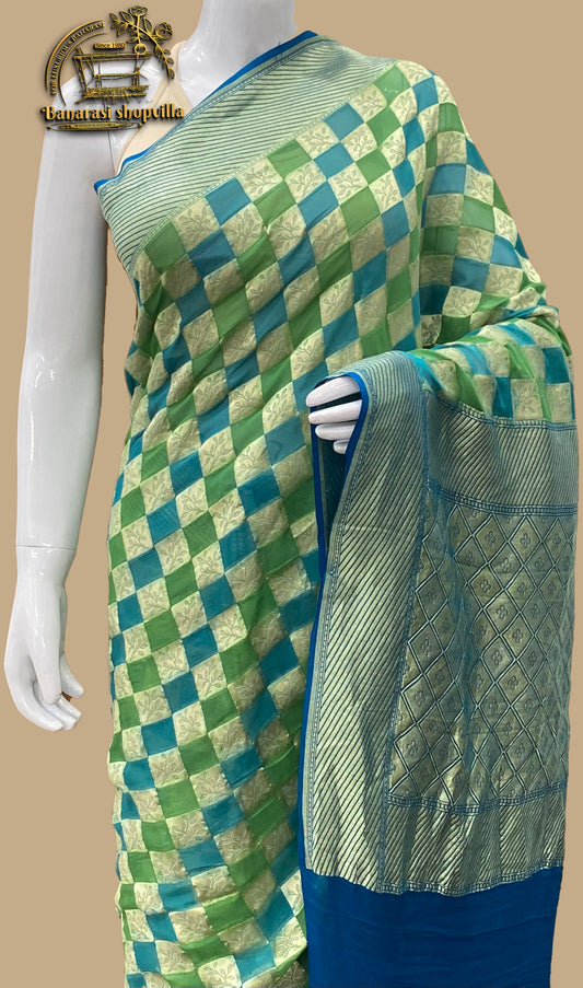 Gorgeous Khaddi Georgette Handloom Banarasi Saree