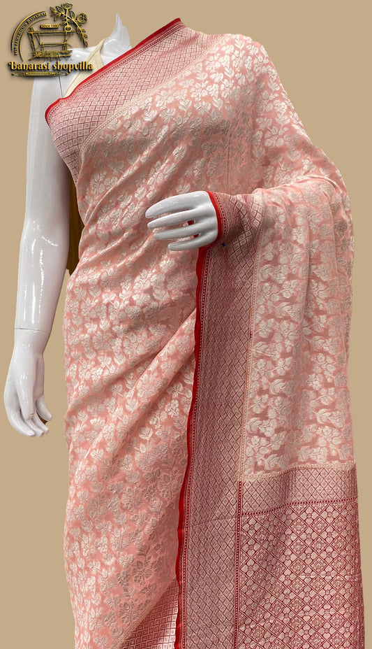 Khaddi Georgette Handloom Banarasi Saree