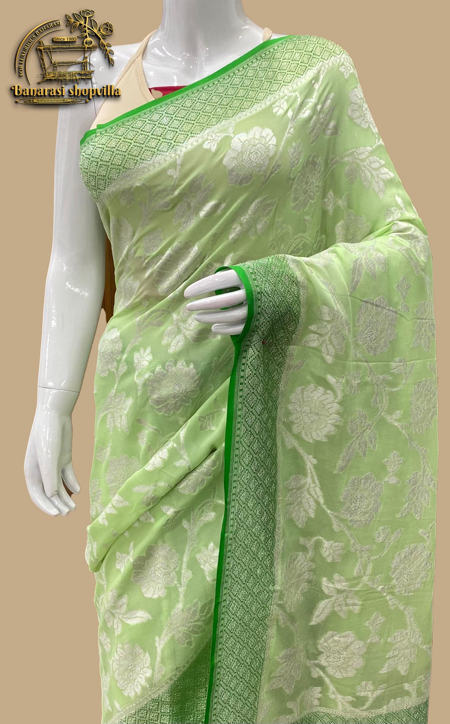 Pure Khaddi Georgette Handloom Banarasi Saree