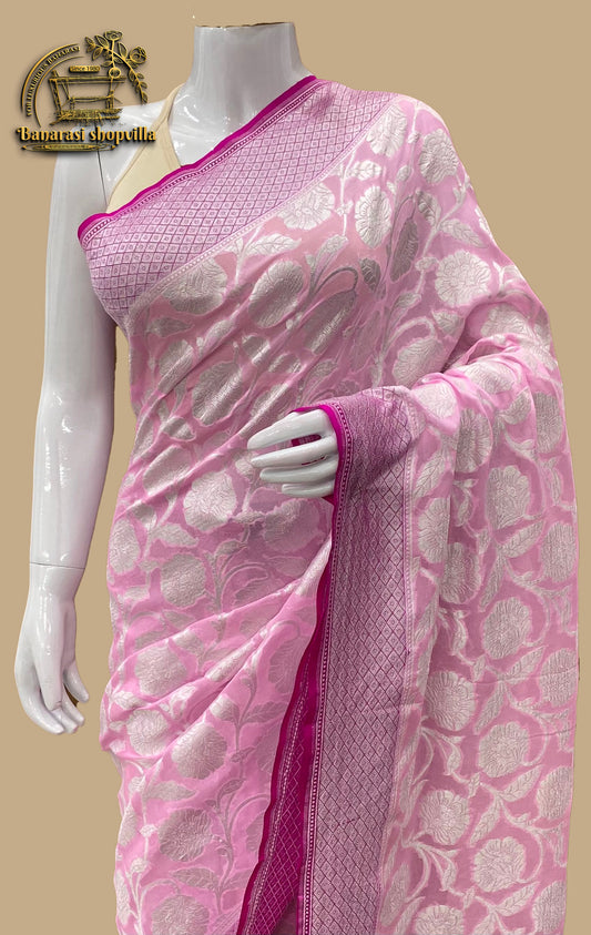 Khaddi Georgette Handloom Banarasi Saree