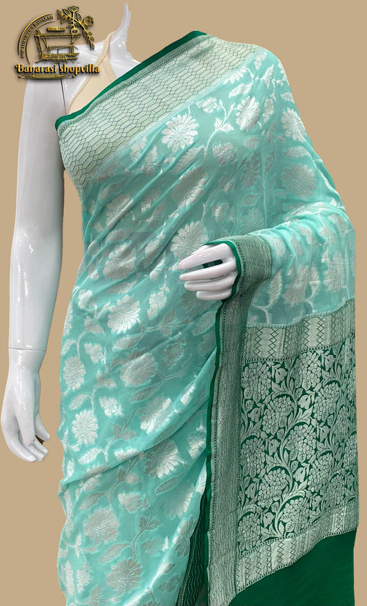 Khaddi Georgette Handloom Banarasi Saree