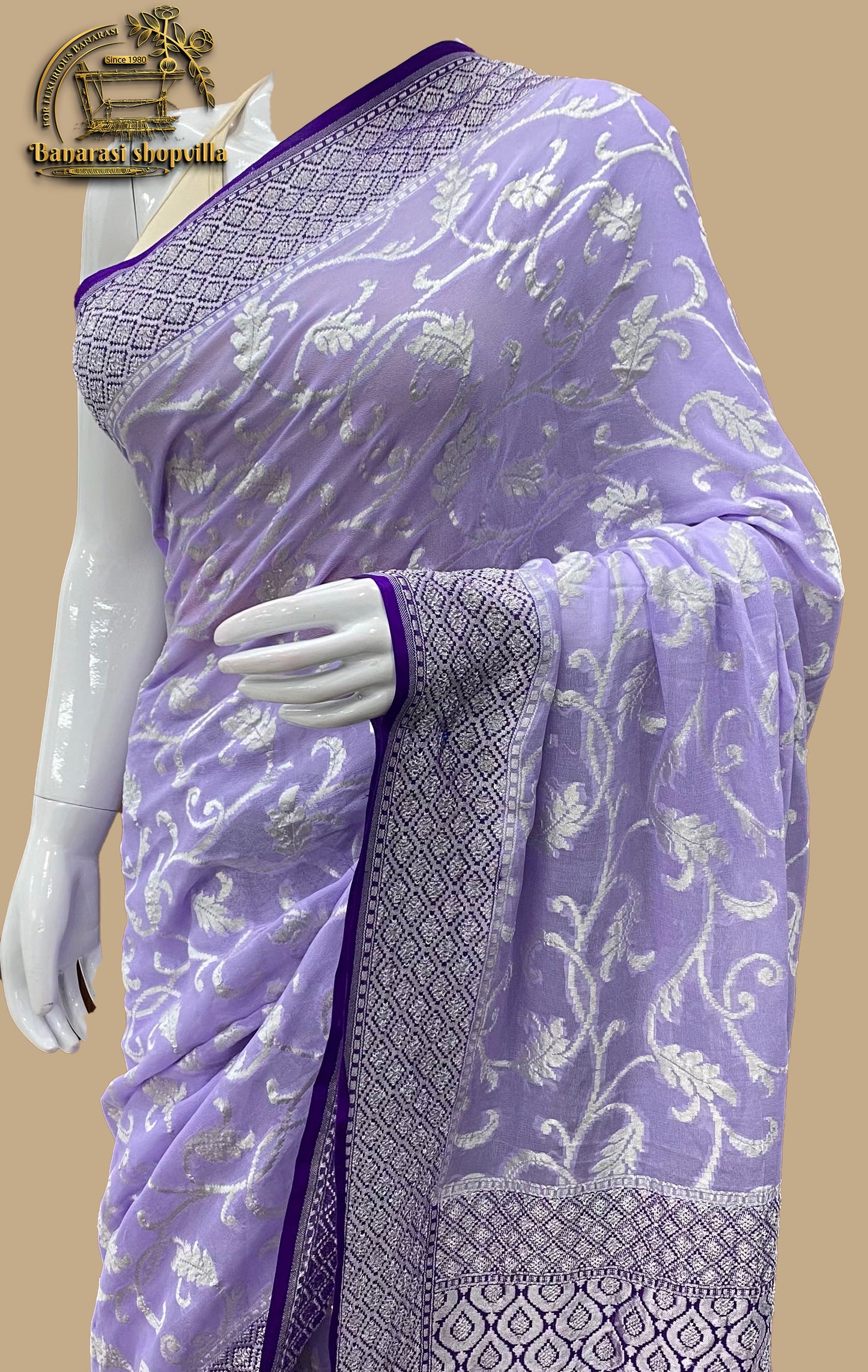 Khaddi Georgette Handloom Banarasi Saree