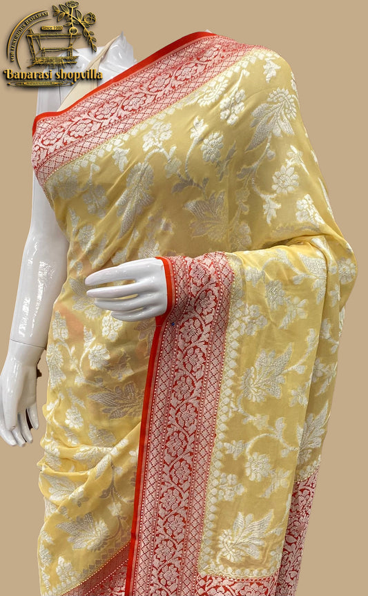 Khaddi Georgette Handloom Banarasi Saree