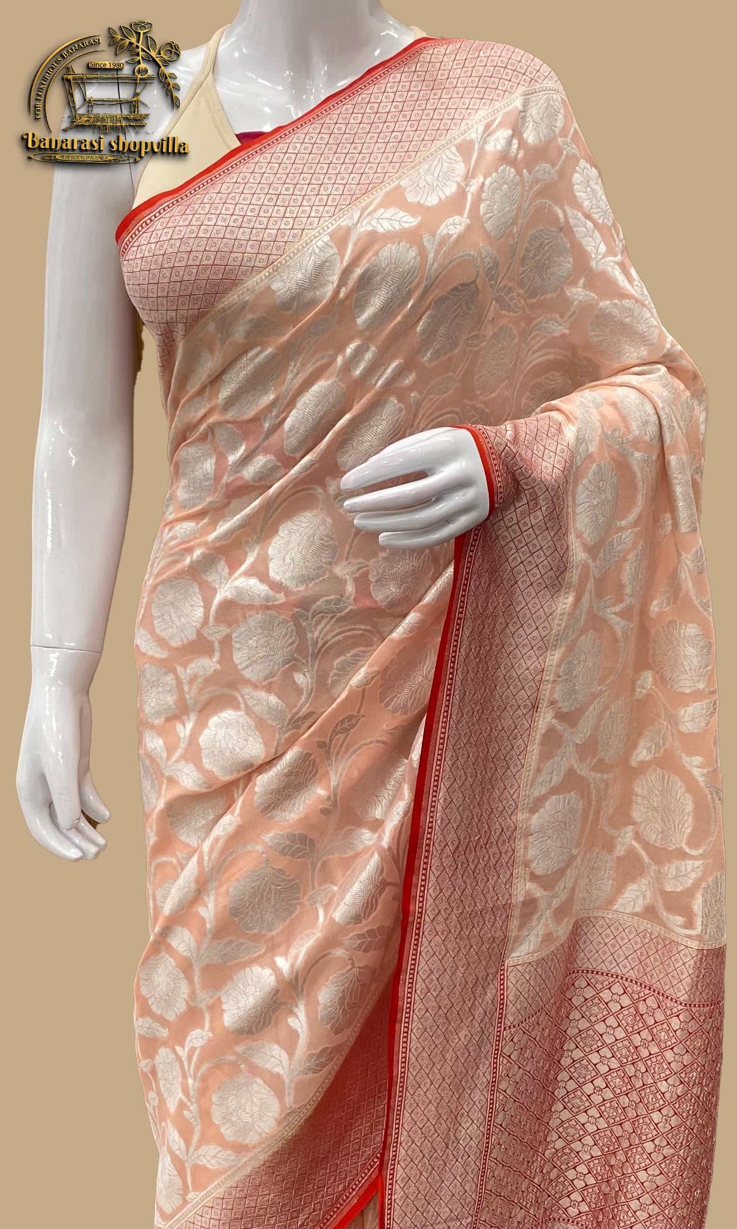 Khaddi Georgette Handloom Banarasi Saree