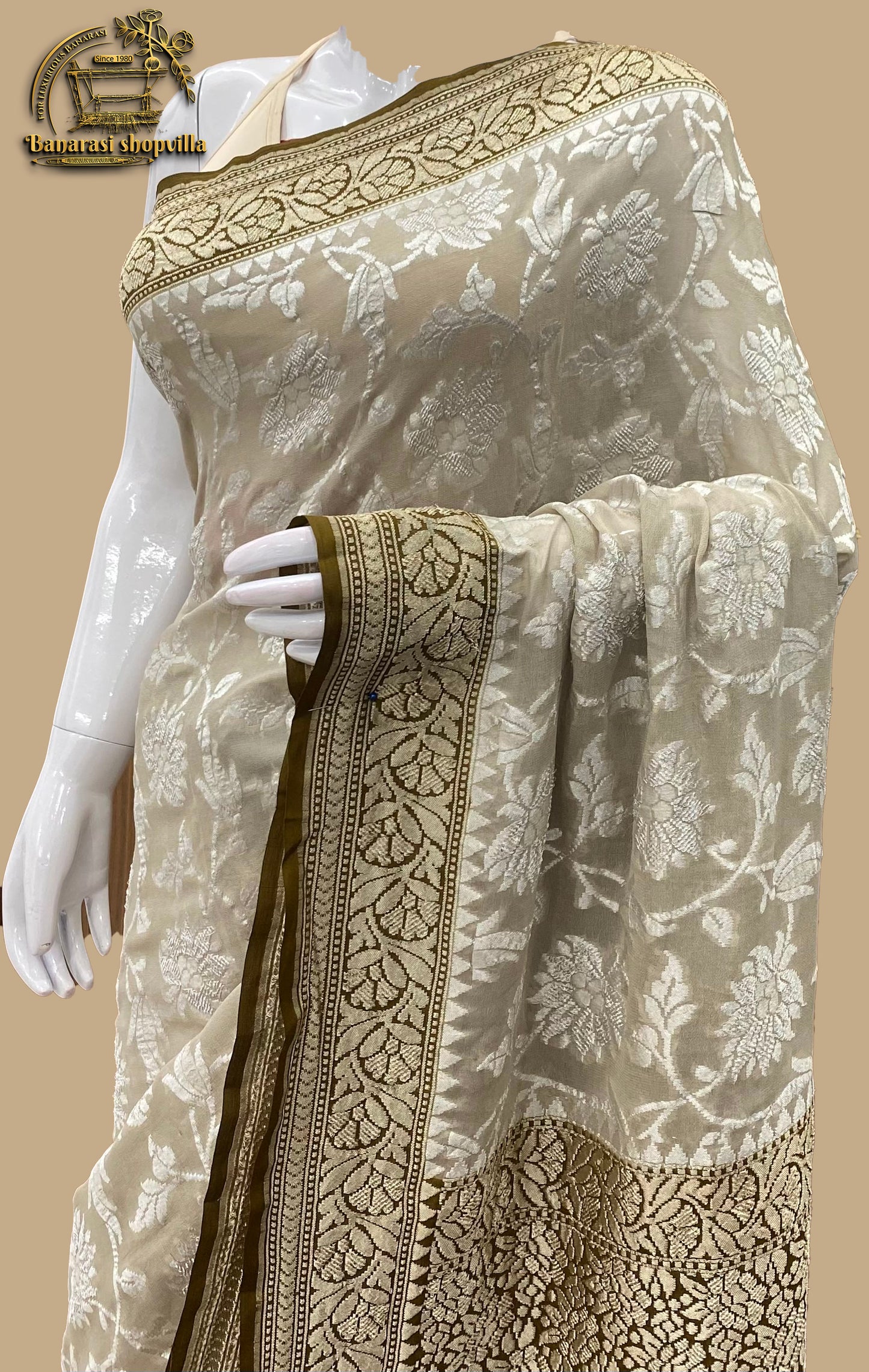 Eelegant Khaddi Georgette Handloom Banarasi Saree