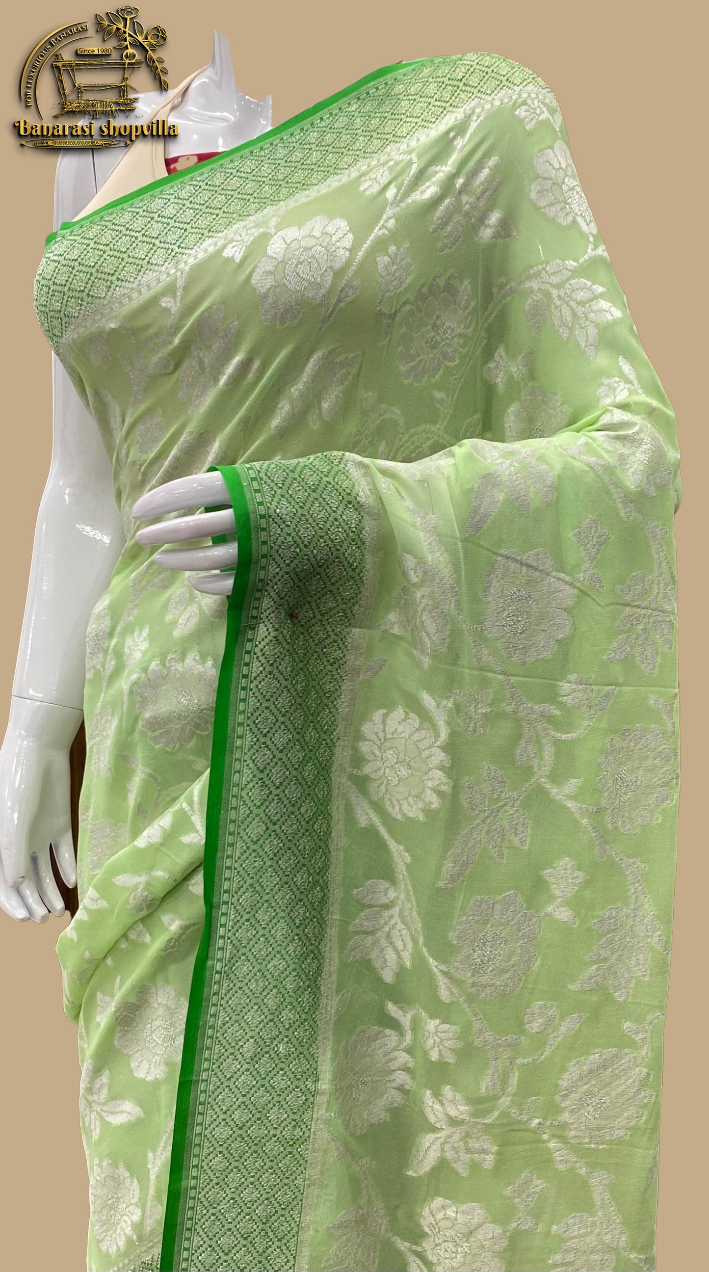 Pure Khaddi Georgette Handloom Banarasi Saree