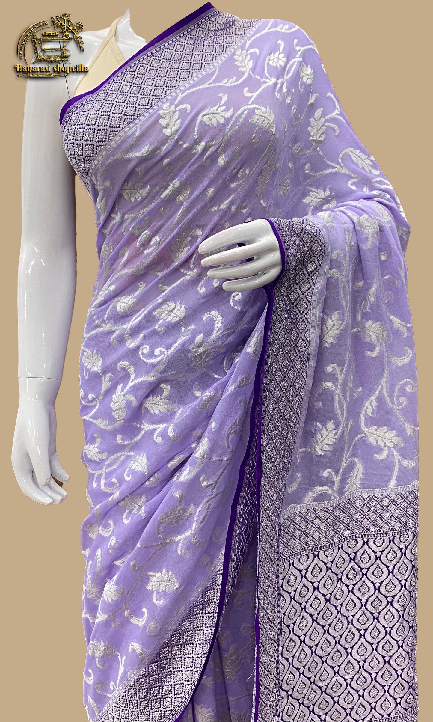 Khaddi Georgette Handloom Banarasi Saree