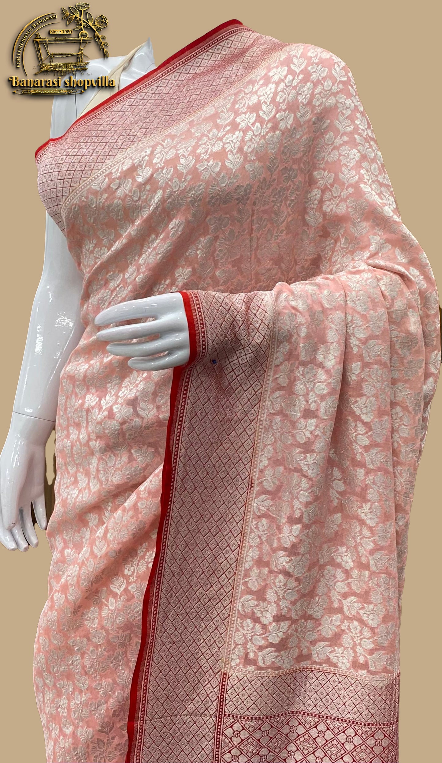 Khaddi Georgette Handloom Banarasi Saree