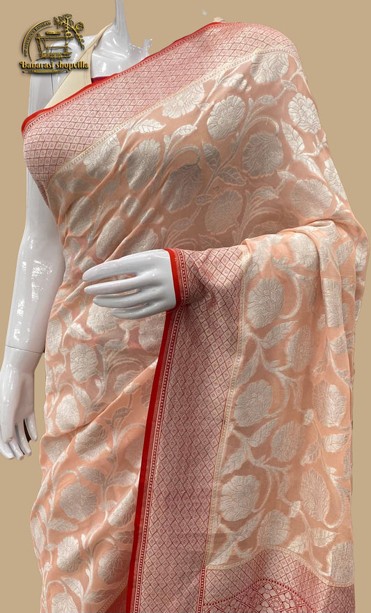 Khaddi Georgette Handloom Banarasi Saree