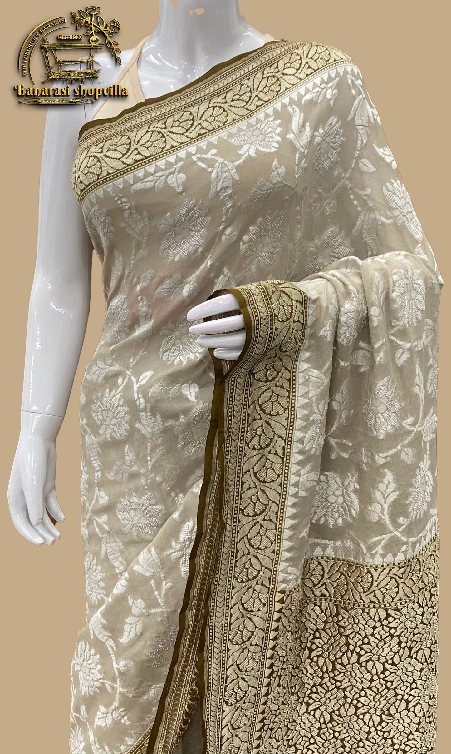 Eelegant Khaddi Georgette Handloom Banarasi Saree