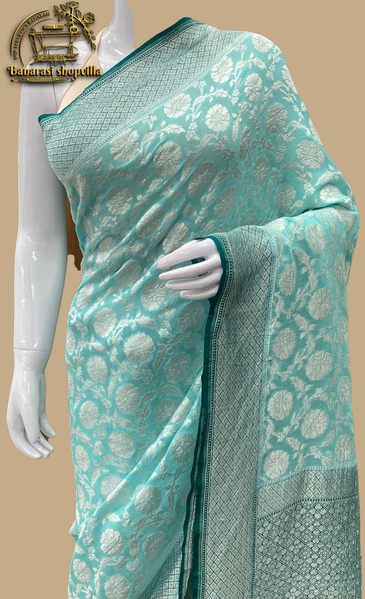 Khaddi Georgette Handloom Banarasi Saree