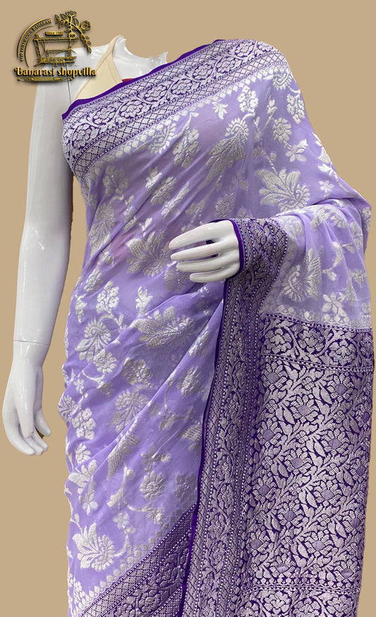 Khaddi Georgette Handloom Banarasi Saree