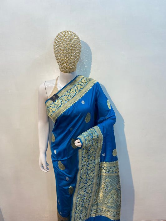 Royal Pure Katan Silk Banarasi Handloom Saree - All over sona roopa kadua motifs