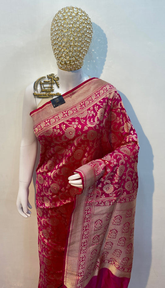 Rani Pure Katan Silk Banarasi Handloom Saree - All over Jaal work