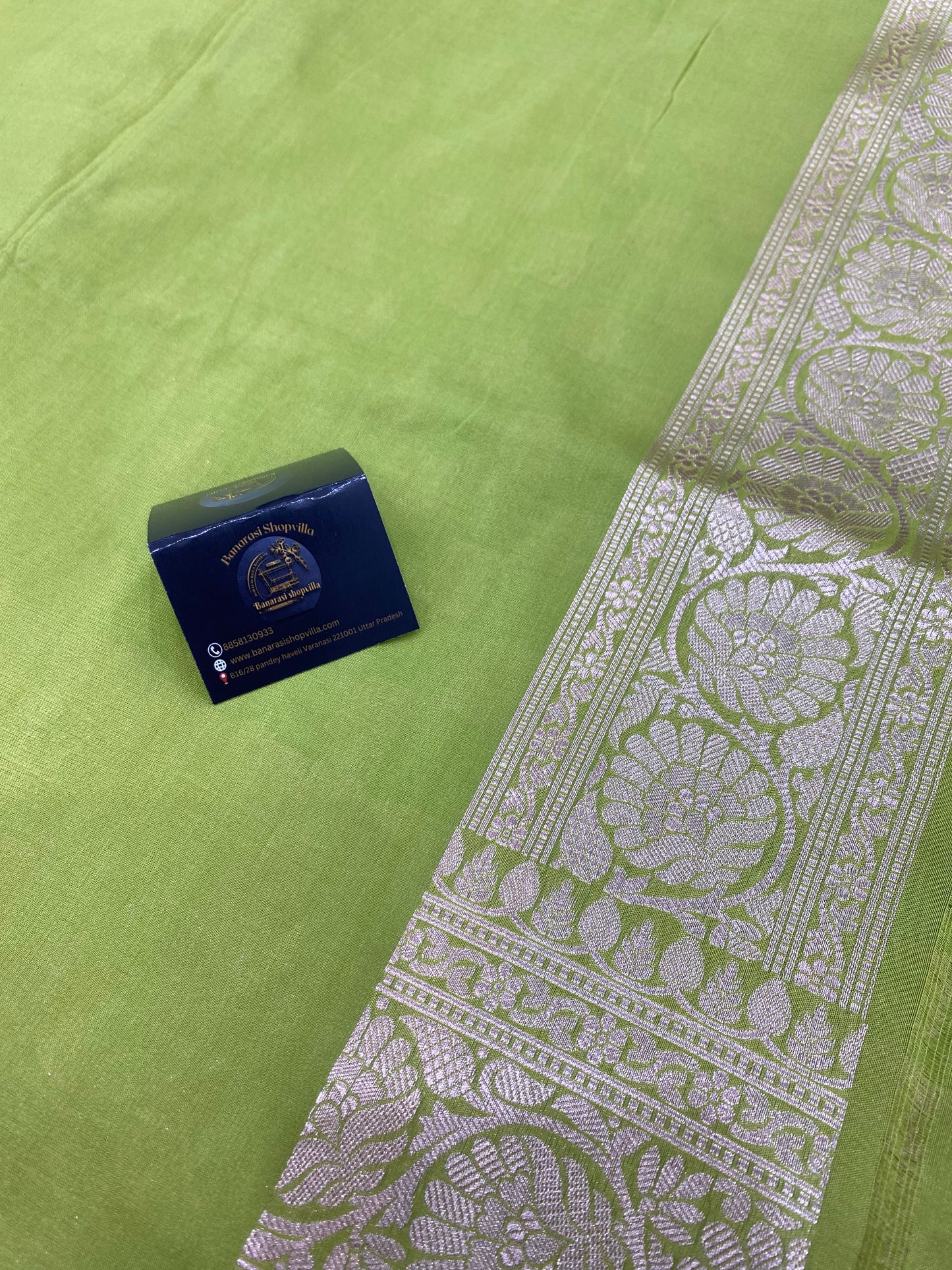 Light Green Pure Katan Silk Banarasi Handloom Saree - All over motifs