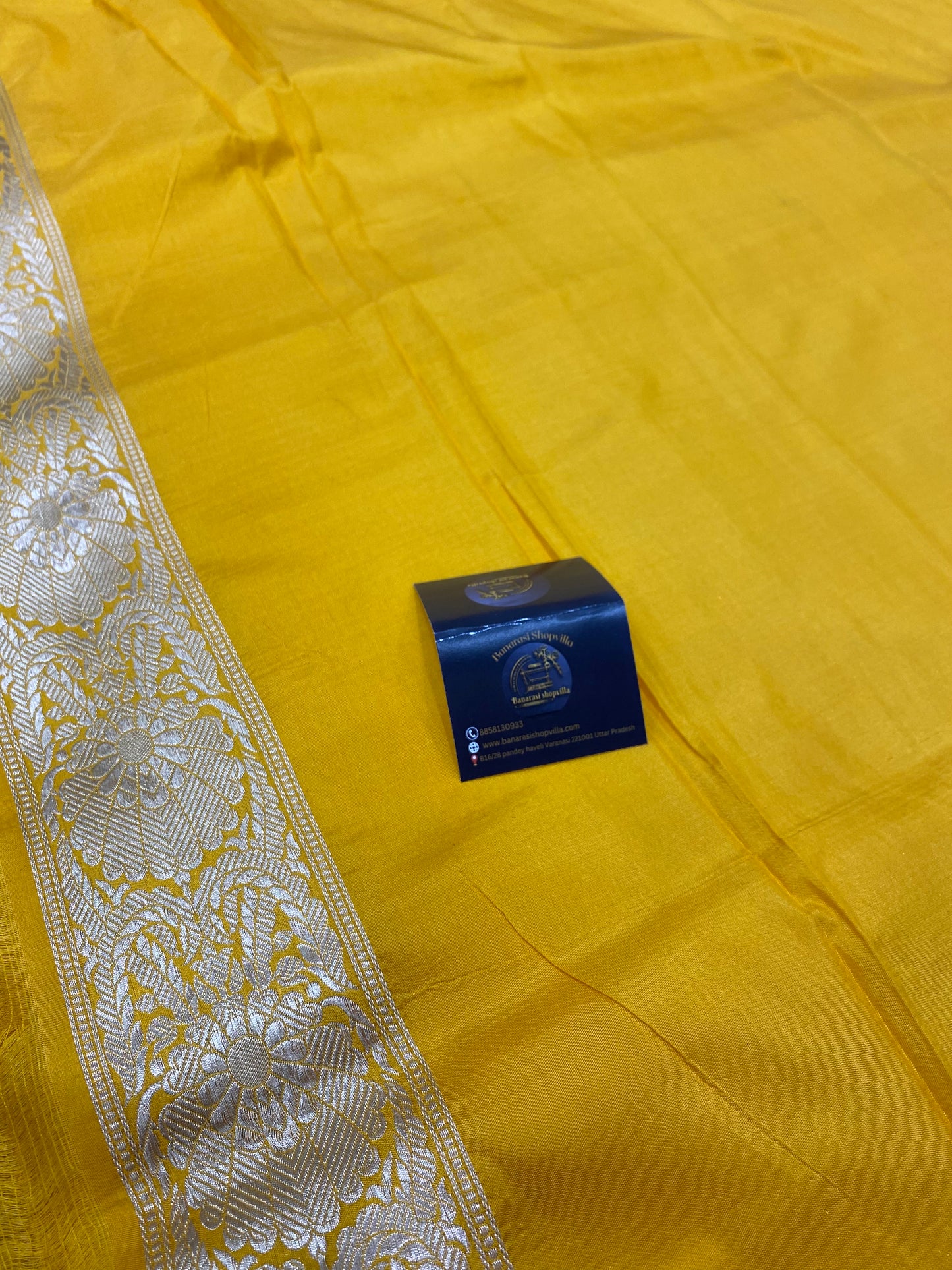 Yellow Pure Katan Silk Banarasi Handloom Saree - All over Jaal work