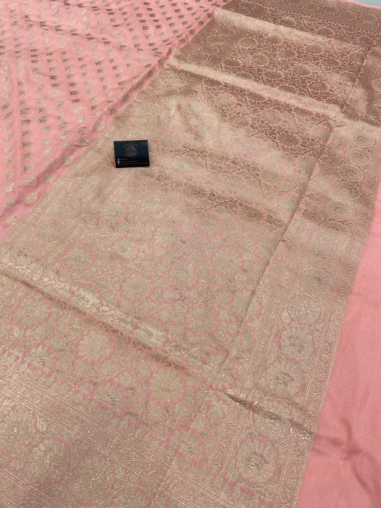 Pure Katan Silk Banarasi Handloom Saree - All over motifs