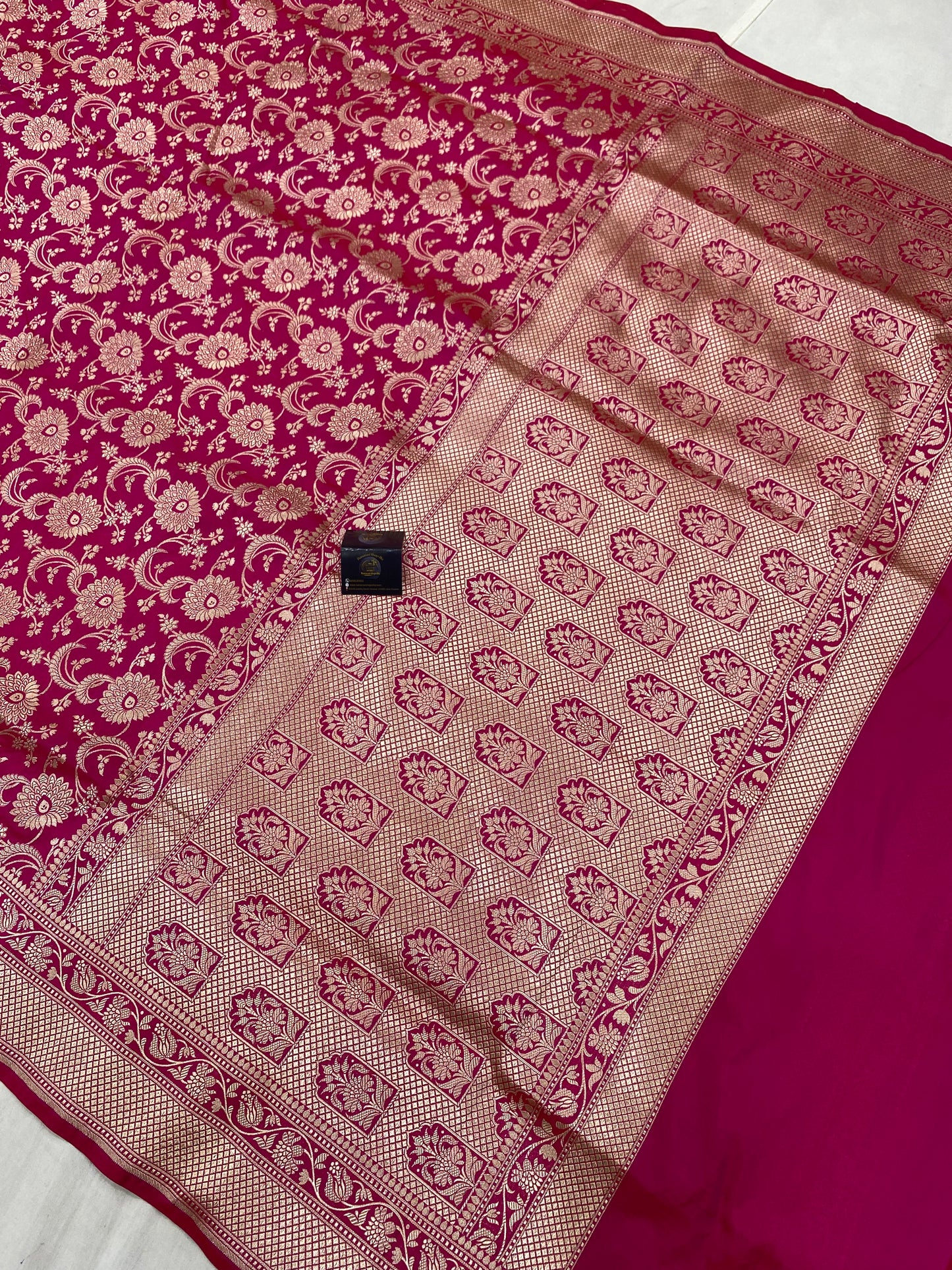 Rani Pure Katan Silk Banarasi Handloom Saree - All over Jaal work